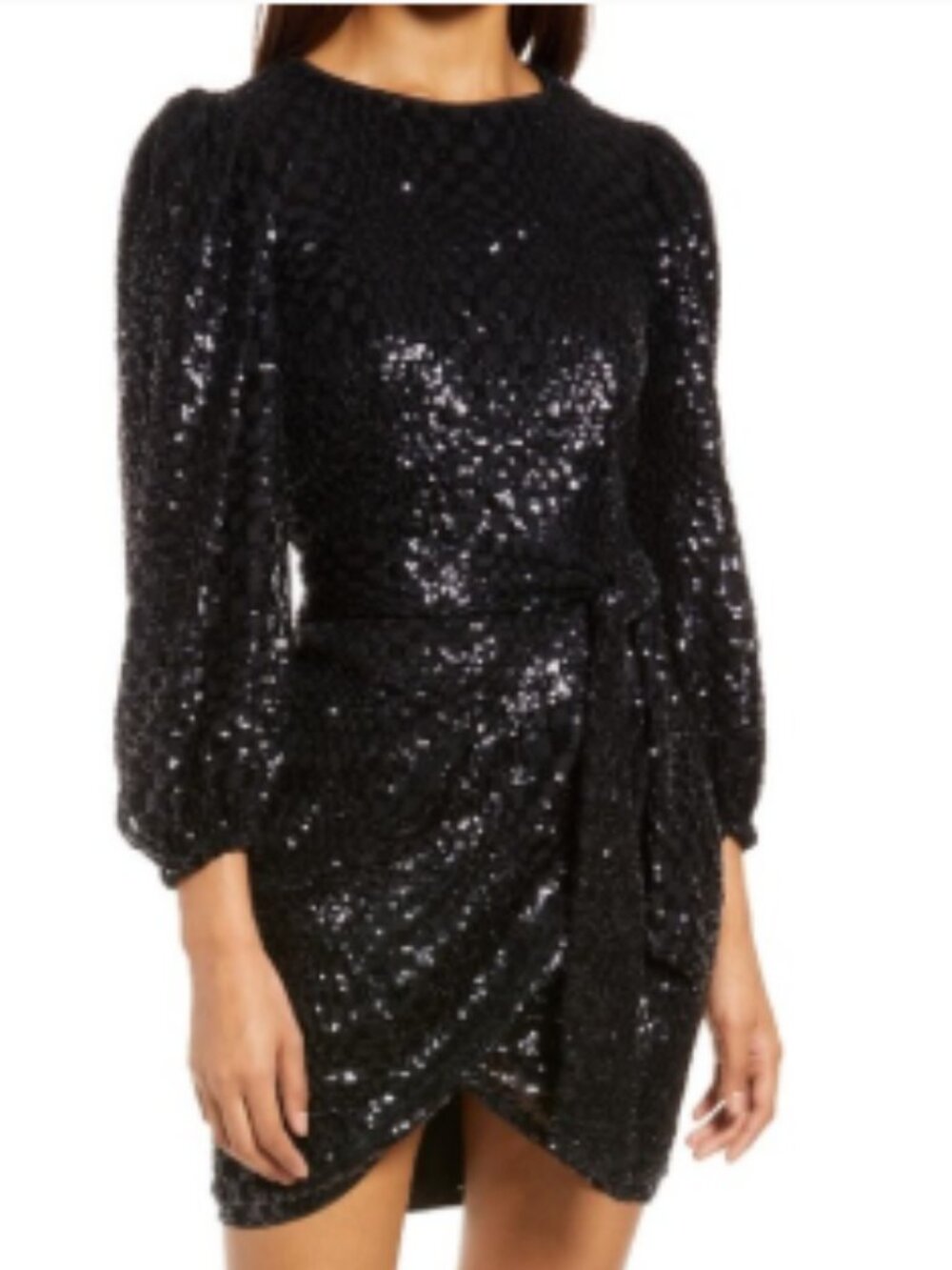 Timeless Little Black Dress - Halogen Sequin Tie Wrap Mini Dress XXS
